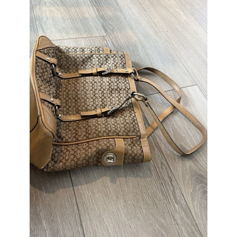COACH L0749-F11526 Gallery Monogram Tote Handbag Canvas Leather Khaki Brown - Picture 3 of 6